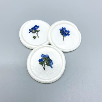 Pressed Flower Ivory Wax Seal Blue Forget Me Not Set Of 6