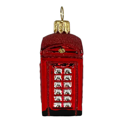 English Telephone Booth Mini Polish Glass Christmas Ornament UK England 2.5 inch