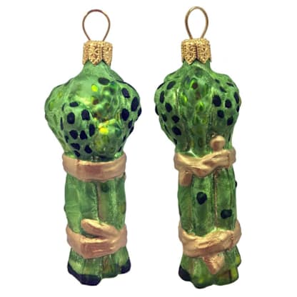 Bunch of Asparagus Polish Glass Christmas Ornaments Set of 2 Food Vegetable