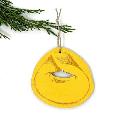 Wooden Silkscreen Tortellini Pasta Ornament