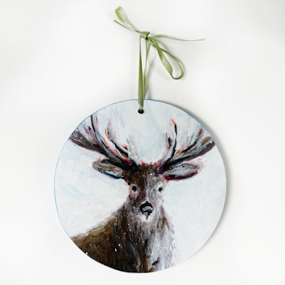 Winter Deer, Decoupage Ornament
