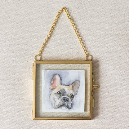 Custom Pet Portrait Ornament, 2.7x2.7in. Watercolor Commission