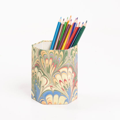 Hand-Marbled Pencil Holder Organizer in Multicolor