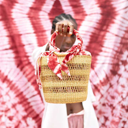 Piiki Bag Natural with Red/Pink lining