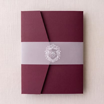White Ink Custom Monogram Belly Bands 2 x 12 inches for 5 x 7 Invitations (Set of 25)