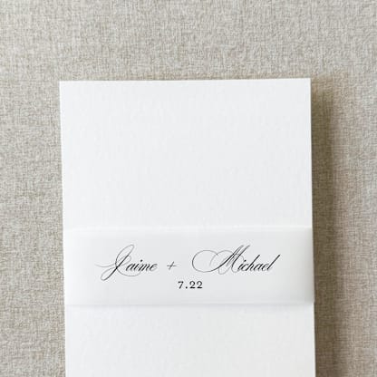 Custom Monogram Belly Band | Formal Script | For Regular A7 or Petite Invitations | Set of 10