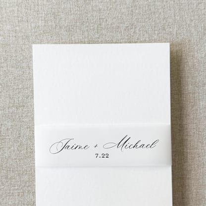 Custom Wedding Belly Band | Modern Script | For Regular A7 or Petite Invitations | Set of 10