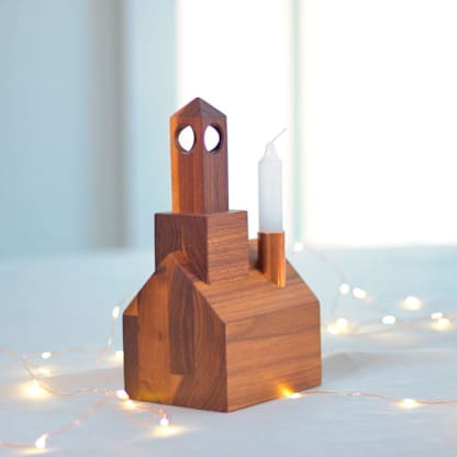 Modern Church Candle Holder in Walnut Handcrafted in Vermont