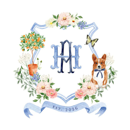 Custom Watercolor Wedding Crest
