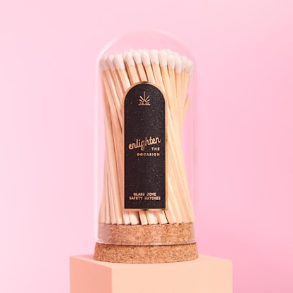 White Long Tip Wooden Matchsticks in Corked Glass Dome