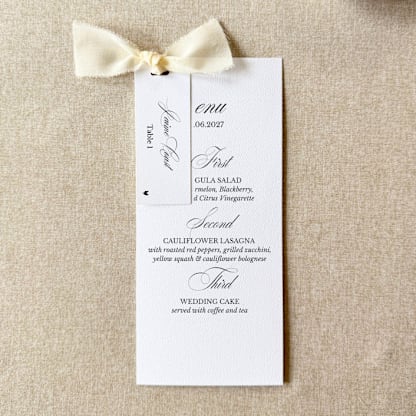 Ivory Wedding Menus with Place Cards | Set Of 10