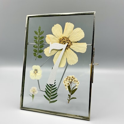 Wedding Table Number Silver Glass Pressed Flower Frame