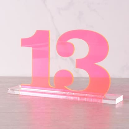 Clarendon Table Numbers, Fluorescent Pink