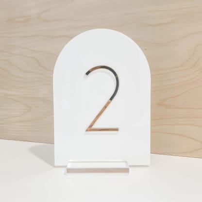 White & Gold Arch Acrylic Table Number