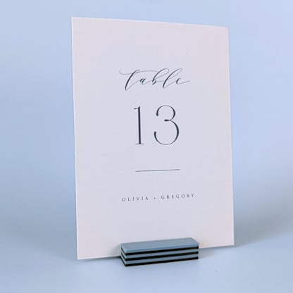 Striped Rectangle Table Number Holder, Dusty Blue & Army Green, Set of 5