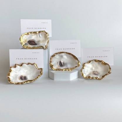 Gold Leaf Oyster Shell Place Card Holders, Set of 4
