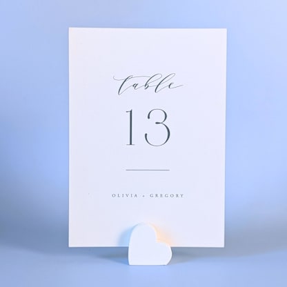 White Heart Table Number Holders, Set of 5