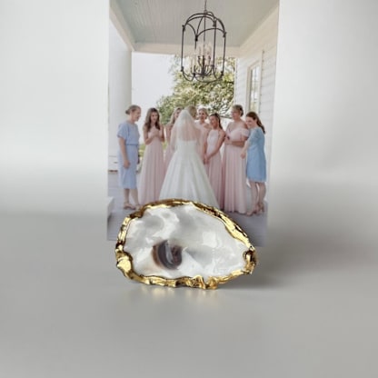 Gold Leaf Oyster Shell Photo Holder Display