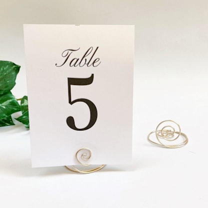 Champagne Wire Spiral Table Number Card Holder, Set of 5
