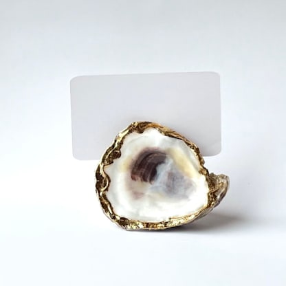 Gold Leaf Oyster Shell Place Card Holder