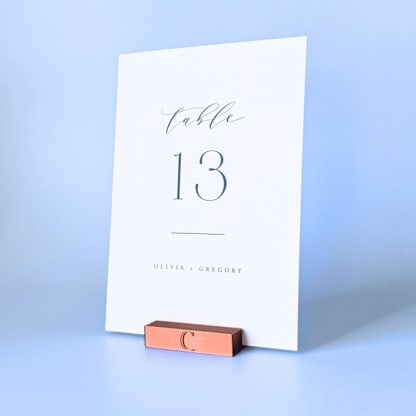Personalized Copper Color Rectangle Table Number Holders, Set of 5