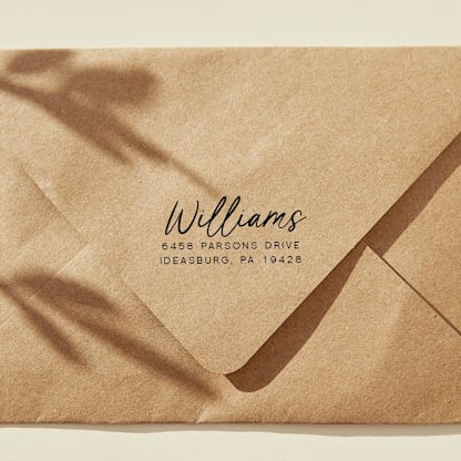 Simple Script Address Stamp | Wood Handle Stamp