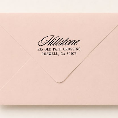 Script Return Address Stamp | Wood Handle Stamp