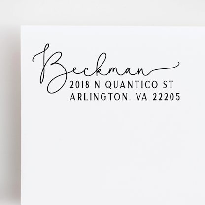 Script Return Address Stamp | Wood Handle Stamp