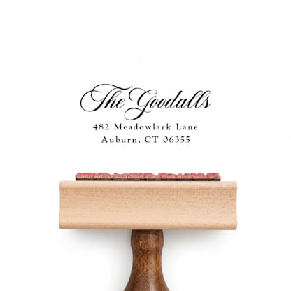 Elegant Calligraphy Address Stamp | Wood Handle Stamp