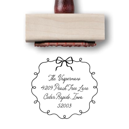 Custom Whimsical Bow Address Stamp | Personalized Rubber Stamp