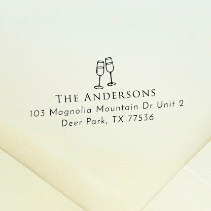 Champagne Glasses Address Stamp | Self Inking Return Address Stamp