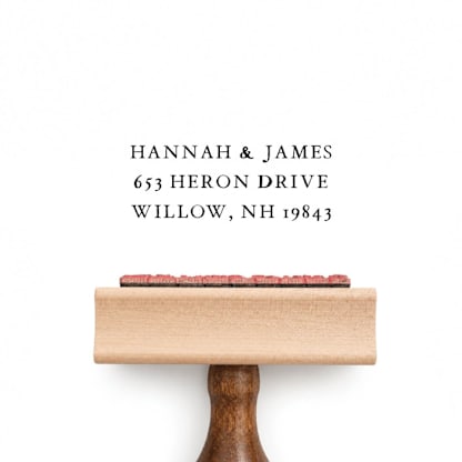 Simple 3 Line Return Address Stamp - Minimalistic | Wood Handle Stamp