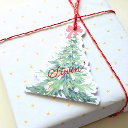 Folded Mini Die-cut Watercolor Christmas Tree Card- Set of 10