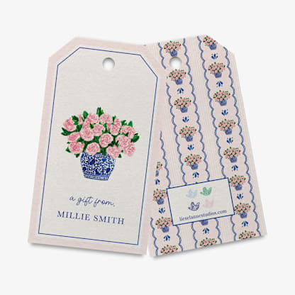 Personalized Peonies in Ginger Jar Gift Tags (Set of 24)