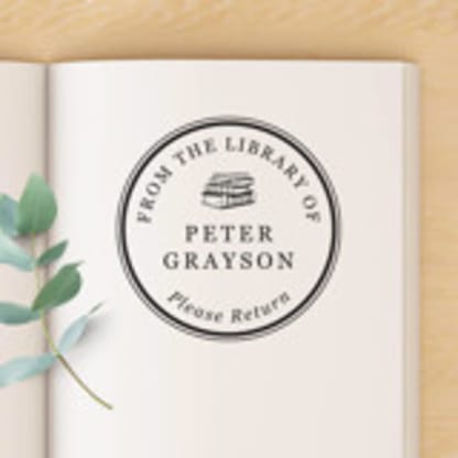 Classic Custom Name Book Stamp, Round Self Inking