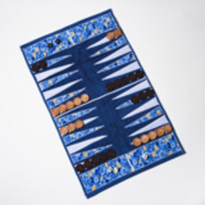 Blue Floral Outdoor/Travel Backgammon Set (Wood Pieces)