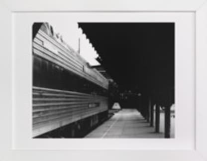 Black and White Train Platform