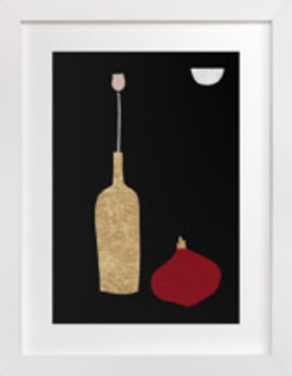 Flower, onion, and a wine bottle