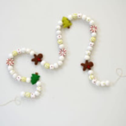 Felt Christmas Garland, Tree, Peppermint & Gingerbread
