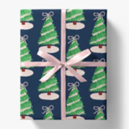 Pink Gingham Christmas Tree Gift Wrap