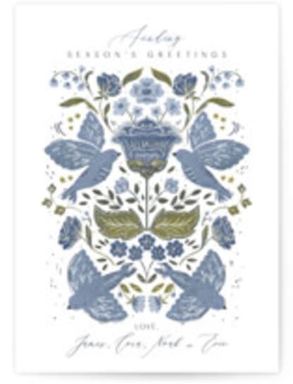 Peaceful Folk Floral Doves