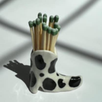 Cow Print Cowboy Boot Match Holder