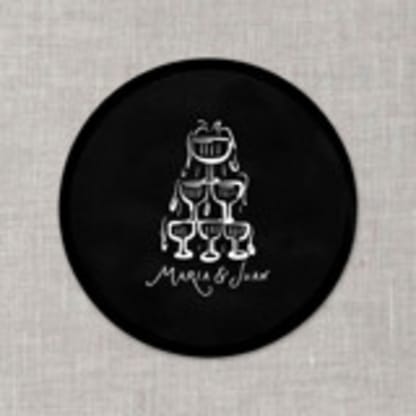 Custom champagne tower black disposable coasters / Customizable color - Set of 100