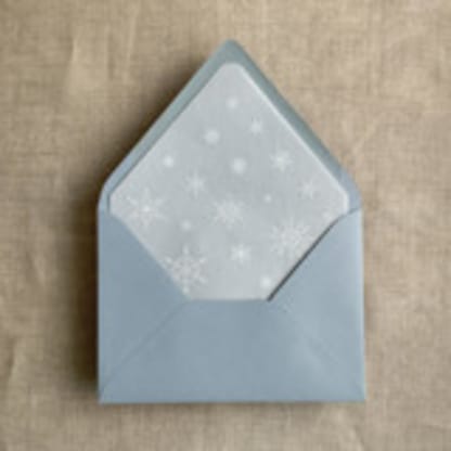 Snow flakes white ink printed vellum envelope liner for A7 euro flap envelope | pack of 10