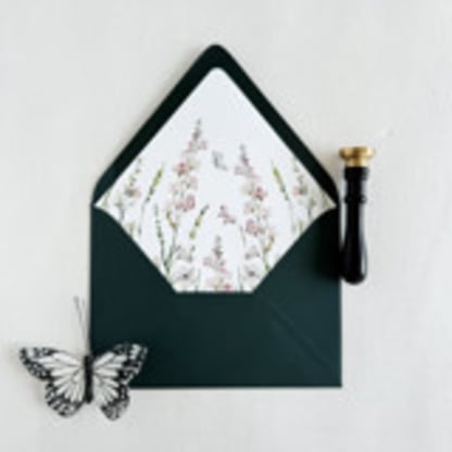 Elegant Wildflower Floral Wedding Invitation Envelope liners, Set of 10