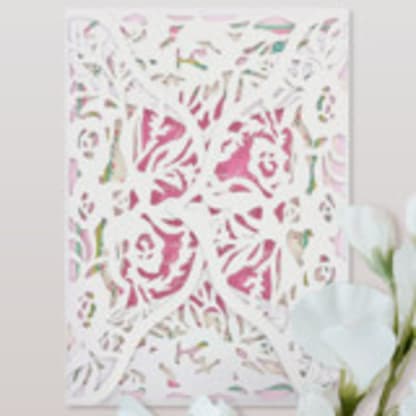 White, Romantic Floral, Laser Cut Invitation Jacket