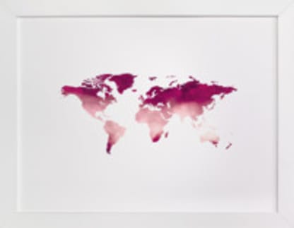 Burgundy Watercolor World Map