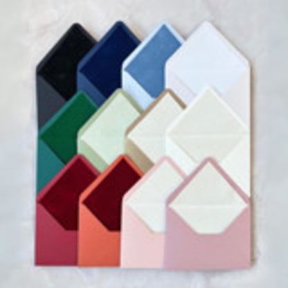 Set of 10, Envelopes with Velvet Liner Elegant, Custom Colors Handmade Envelopes, Euro Flap