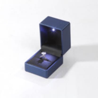 Blue Leather Ring Box with Light