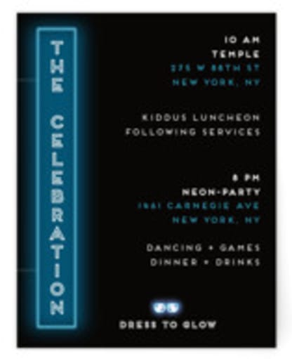 Neon Glow - B’nai / Bat / Bar Mitzvah Invitation